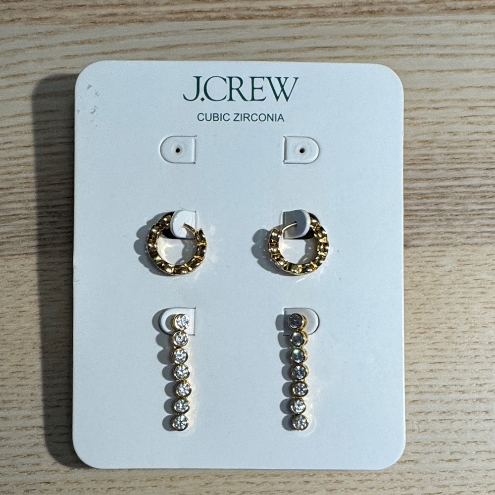 J. Crew Gold and Silver Cubic Zirconia Earrings